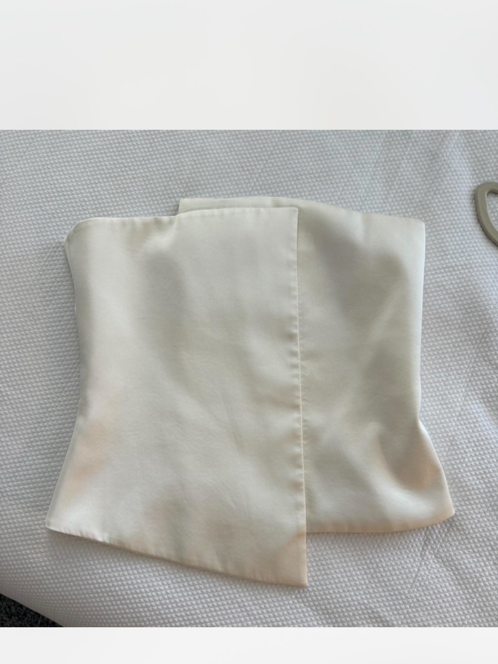 Zara NWT satin Cream ivory off white Zip-Front asymmetrical strapless tube top